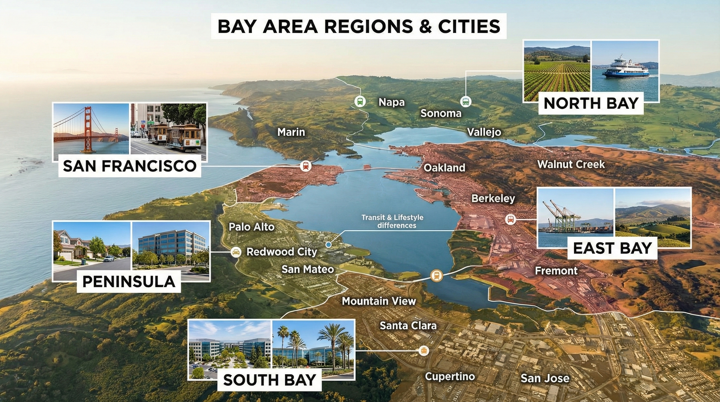 Bay area and cities map