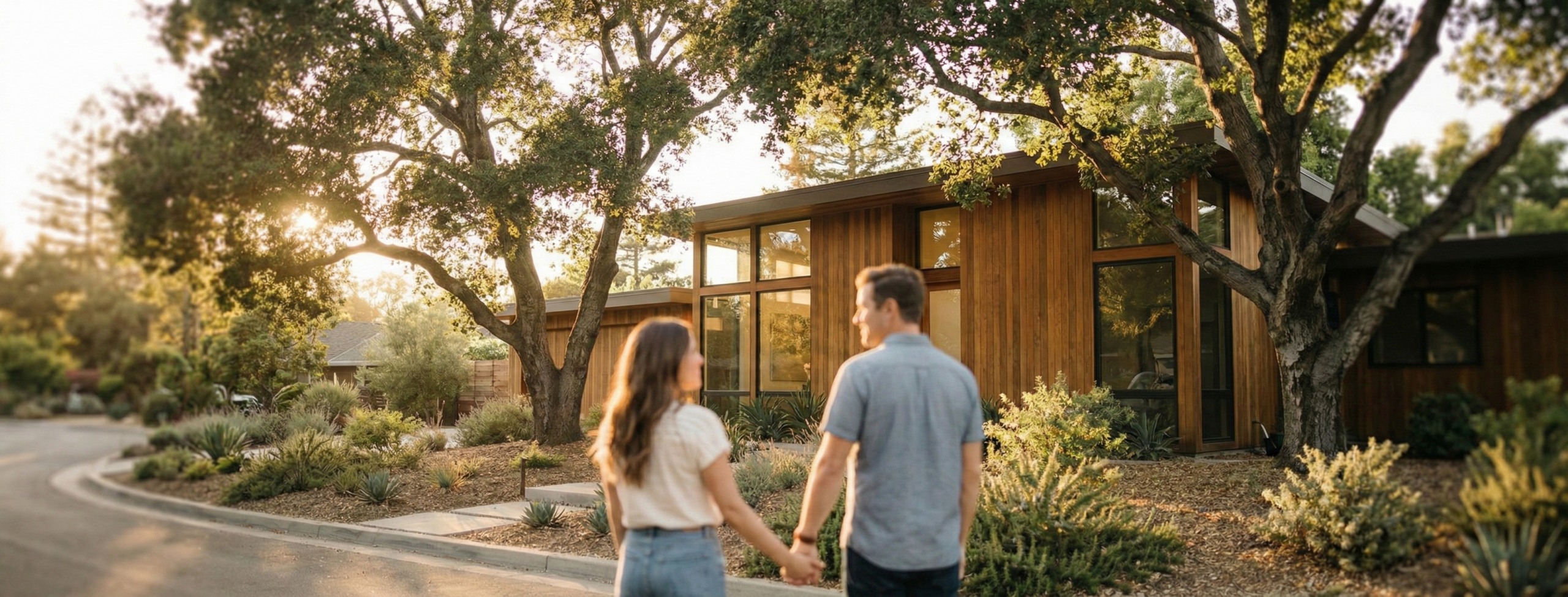 Modern California home at sunset representing an emotionally intelligent real estate platform focused on people, not listings